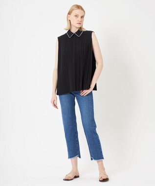 BEIGE， 【WEB限定】PERLE / プリーツブラウス Black