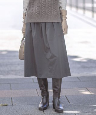 J.PRESS LADIES S 【洗える】グレイス メモリータフタ タック スカート グレー系