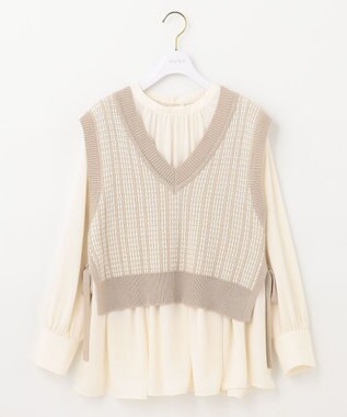 ANY SIS 【2SET】ニットベスト×チュニック ブラウス ベージュ系