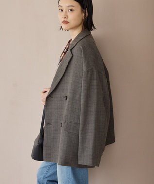 AMERICAN HOLIC オーバーサイズダブルジャケット Check Brown