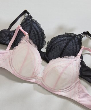 une nana cool リニューアル【綿混】ビタードットコットン 3/4カップブラ ピンク