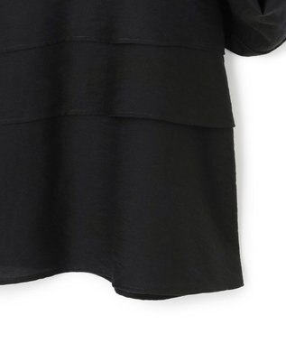 ICB L 【洗える】 ワッシャーツイル クロップドブラウス ブラック系