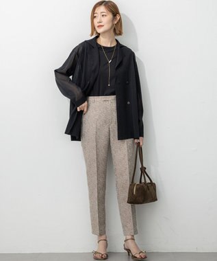 23区 L 【新色追加/洗える】コットンベアジャージー ノースリーブ Tシャツ ブラック系