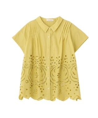 Green Parks スカラップ刺しゅうブラウス Yellow