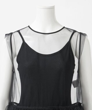 23区 【GOLD LABEL/見上愛さん着用】チュール ペプラムブラウス ブラック系