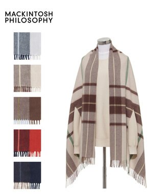 MOONBAT MACKINTOSH PHILOSOPHY(マッキントッシュ フィロソフィー）ウール100% 2WAYチェックポンチョストール