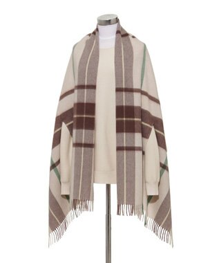 MOONBAT MACKINTOSH PHILOSOPHY(マッキントッシュ フィロソフィー）ウール100% 2WAYチェックポンチョストール ベージュ