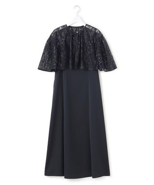 23区 【APPLAUDIR】ブライトフラワーレースコンビ ドレス ネイビー系
