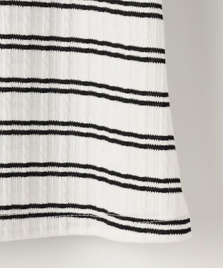 ANY SIS 【洗える】ミニケーブルジャカード プルオーバー オフ×ブラックボーダー