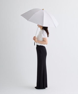 MOONBAT 【WEB限定】LANVIN en Bleu 晴雨兼用 折りたたみ傘 長傘(2WAY) プレーン×ロゴ刺繍 一級遮光 遮熱 UV キャメル