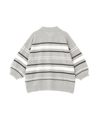 Green Parks 衿付き７分袖ニットプルオーバー Gray Mixture