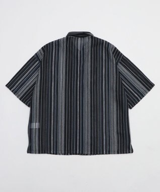 WEGO ストライプメッシュBIGシャツ（SS） ブラック中濃色