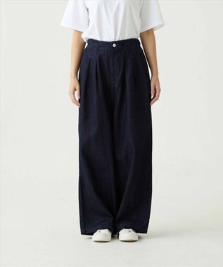 caqu FS linen relax pants コットンリネンリラックスワイドデニム rinse