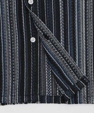 WEGO ストライプメッシュBIGシャツ（SS） ブラック中濃色