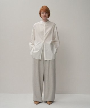 ATON COTTON SILK | スタンドカラーシャツ WHITE