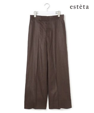 23区 【エステータ】チンツリネン ストレート ワイドパンツ ダークブラウン系