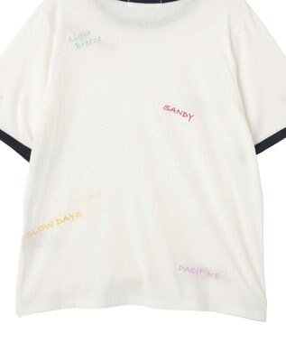 AMERICAN HOLIC ランダムロゴ刺繍リンガーTシャツ White