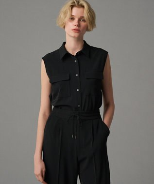 uncrave 【接触冷感・撥水・洗濯機洗い可】クールタッチツイル ブラウス（uncrave STANDARD) ブラック