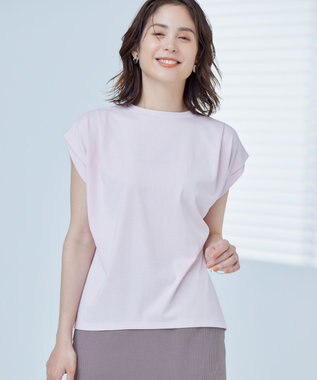 組曲 S 【UVケア・接触冷感】GIZAプレーティング天竺フレンチスリーブ Tシャツ ピンク系