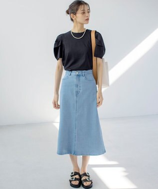 組曲 GIZAコットンタックスリーブ Tシャツ ブラック系