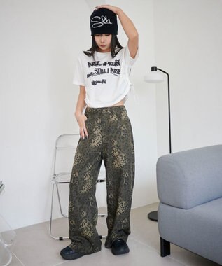 WEGO レオパードワイドストレートパンツ 柄1