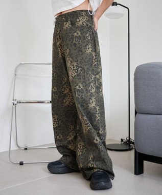 WEGO レオパードワイドストレートパンツ 柄1