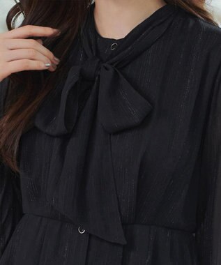 Tiaclasse L 【2WAY取り外しリボン付き】リボンタイラメシフォンワンピース ブラック