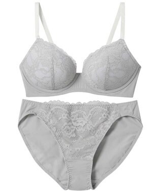 AMPHI ノンワイヤーブラ ショーツセット モールドカップを使用 自然なまるみのあるバストシルエット 【ノンワイヤーブラ＆ショーツセット】 上下セット ブラ BCC234 アンフィ／ワコール グレー