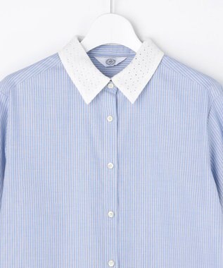 J.PRESS LADIES 【WEB限定カラーあり・2way】エステネージュ TYPEWRITER STRIPE シャツ サックスストライプ系