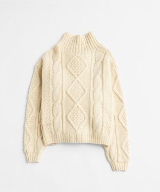 LENO ARAN PULLOVER【UNISEX】アラン柄ニットプルオーバー/カーディガン IVORY