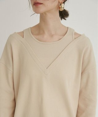 WEGO 【ANGIE VINTAGE】ワッフルフェイクレイヤードトップス ライトベージュ