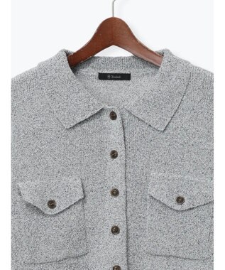 Te chichi メランジ衿ニットジャケット グレー