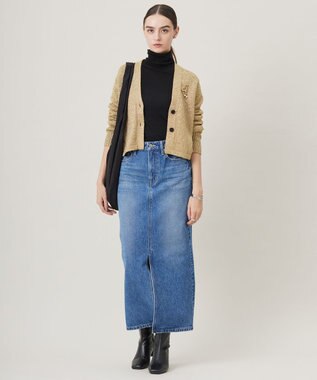 ICB L 【洗える】リッチシャインニット カーディガン ゴールド系