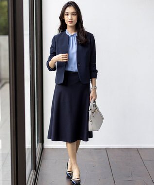 ANY SIS 【洗える】フリルネックスタンド ブラウス ライトブルー