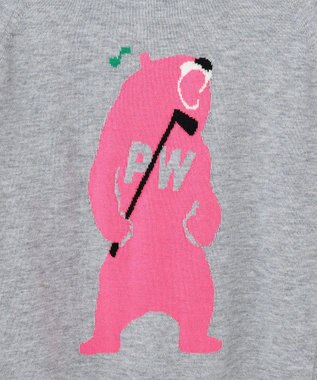 PW CIRCULUS 【WOMEN】【洗える】ベアスタンドモチーフ ラグランスリーブ クルーネック ニット ライトグレー系