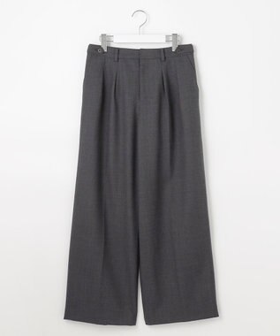 J.PRESS LADIES 【洗える】ANASTASIA milled ツータック ワイド パンツ チャコール系