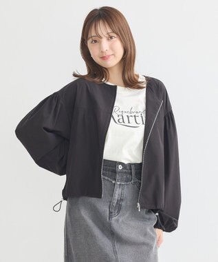 earth music&ecology ノーカラーボリュームブルゾン Black