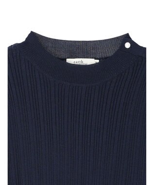 earth music&ecology ショルダーボタンリブニットプルオーバー Dark Navy