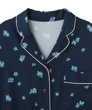 CRAFT STANDARD BOUTIQUE ボタニカルプリントオープンカラーシャツ Navy