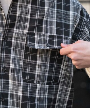 WEGO 【ユニセックス着用ITEM】アンサンブルチェックシャツ（LS） ブラックチェック1