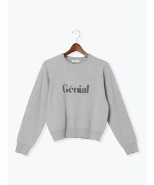 Te chichi ラインストーンレタードニットプルオーバー グレー