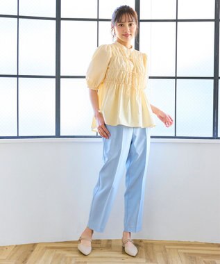 Feroux 美シルエットカラーテーパード パンツ スカイブルー系