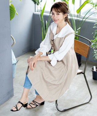 Tiaclasse 【洗える】ジレワンピース グレージュ