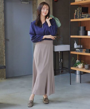 Tiaclasse 【洗える】カットツイルマーメイドスカート グレージュ