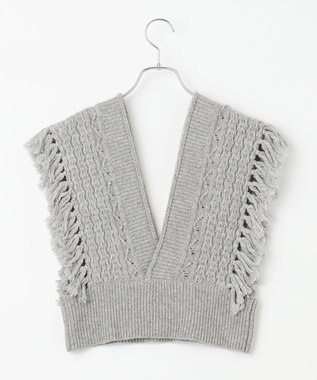 #Newans 【洗える】カシミヤブレンドバルキーデザインニットベスト グレー系