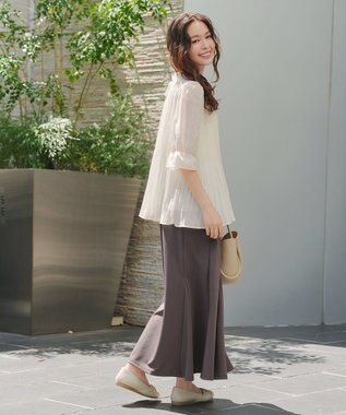 Tiaclasse 【洗える】カットツイルマーメイドスカート モカ