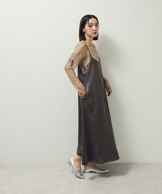 Green Parks 前後２ＷＡＹサテンキャミワンピース Gray