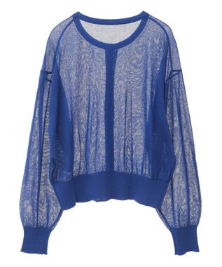 earth music&ecology 接触冷感シアークルーニットカーディガン Blue