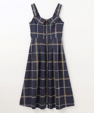 GRACE CONTINENTAL ロープチェックワンピース ネイビー