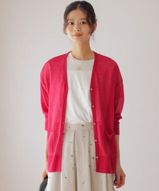 組曲 シアーニットVネック カーディガン チェリーローズ系